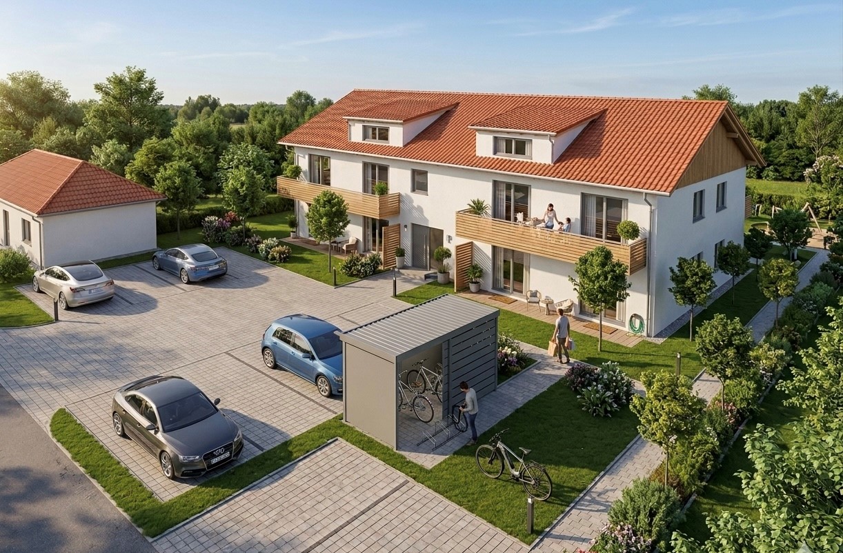 Wohnhaus Babenhausen V2 Außenansicht — modulares Wohnhaus in Ziegelbauweise